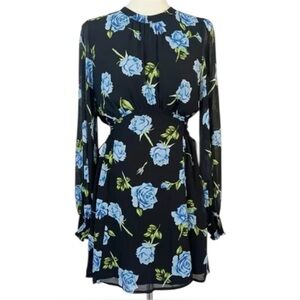 Free People Samantha Dark Floral Mini Dress XS Blue Romantic Cottage Wedding